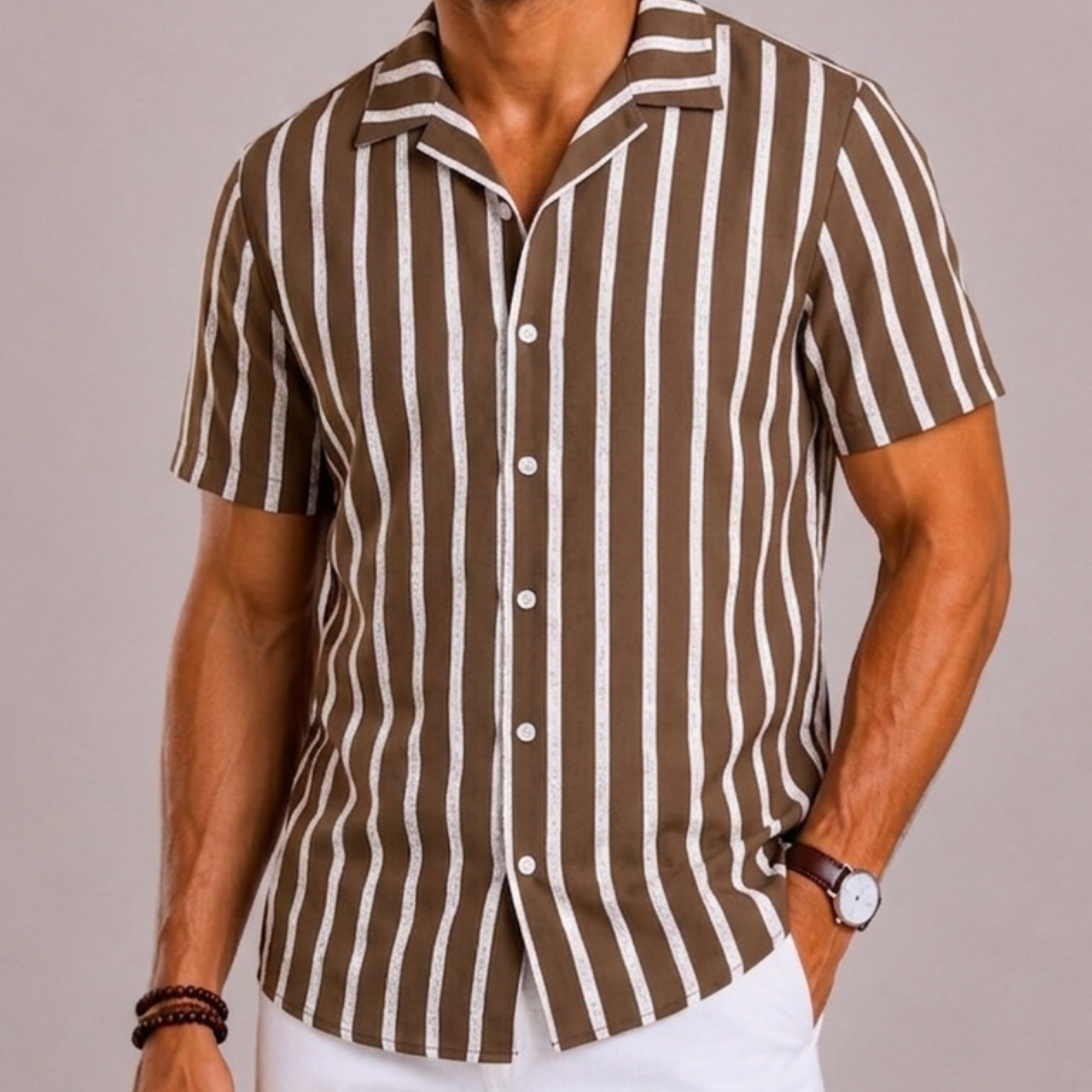 Harrington Oxford | Striped Short-Sleeve Shirt For Men