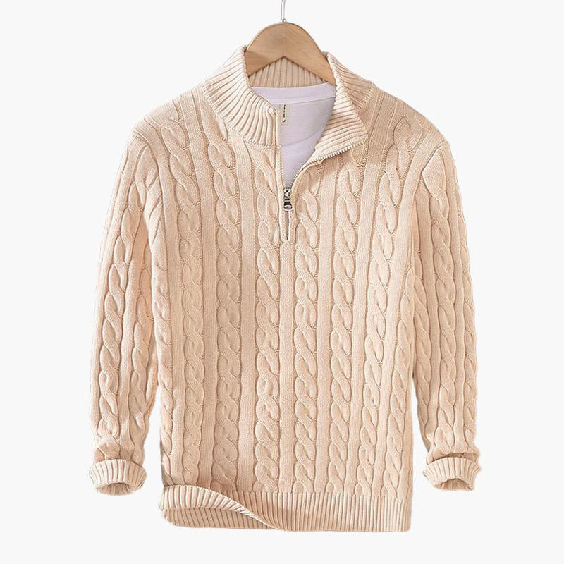 HARRINGTON OXFORD | CABLE HALF ZIP SWEATER FOR MEN