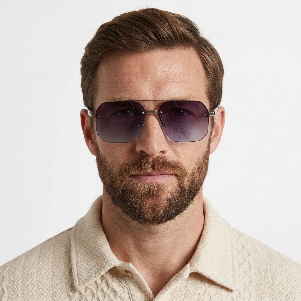 Geometric Gradient UV400 Sunglasses For Men
