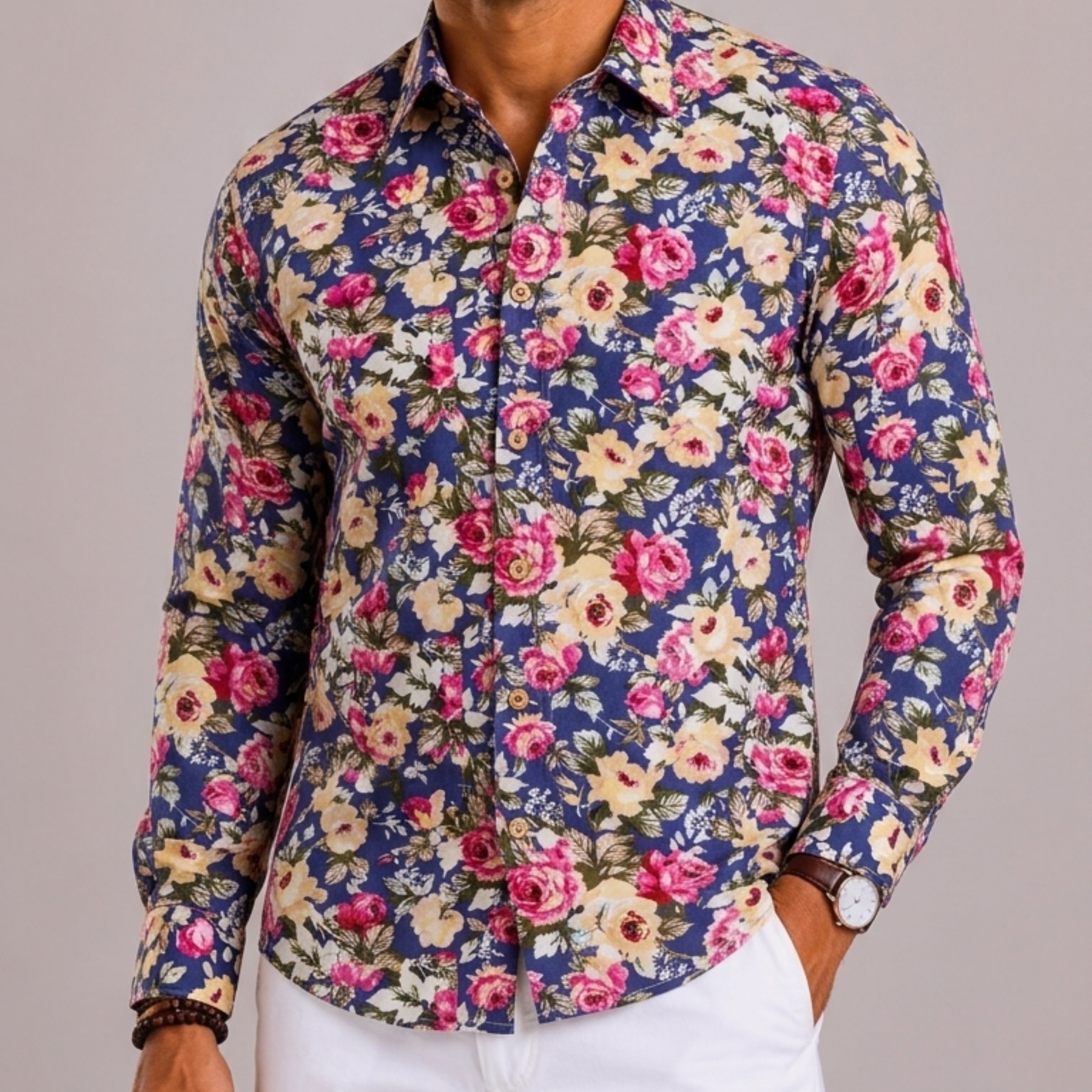 Harrington Oxford | Floral Long Sleeve Shirt For Men