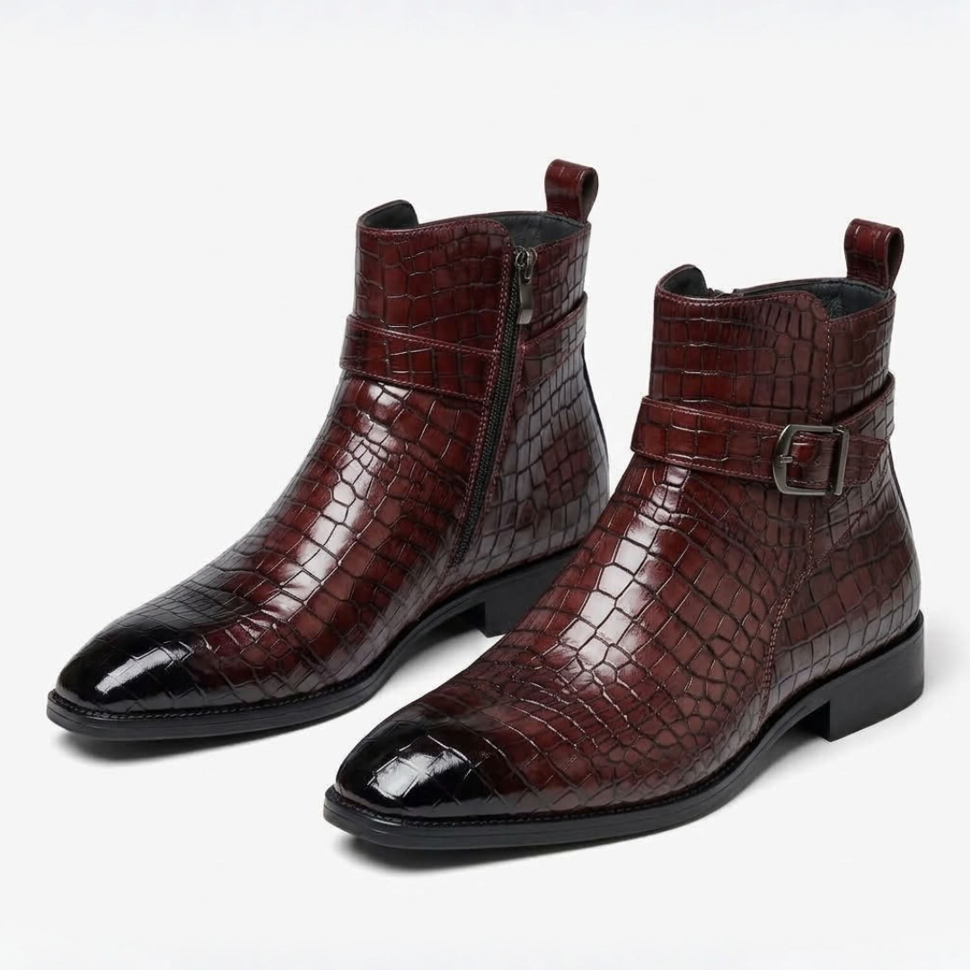 Textured Side-Zip Mid-Top Boots For Men