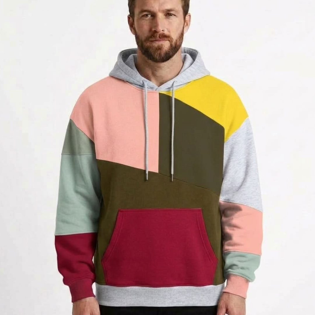 Colour-Block Hooded Sweatshirt For Men