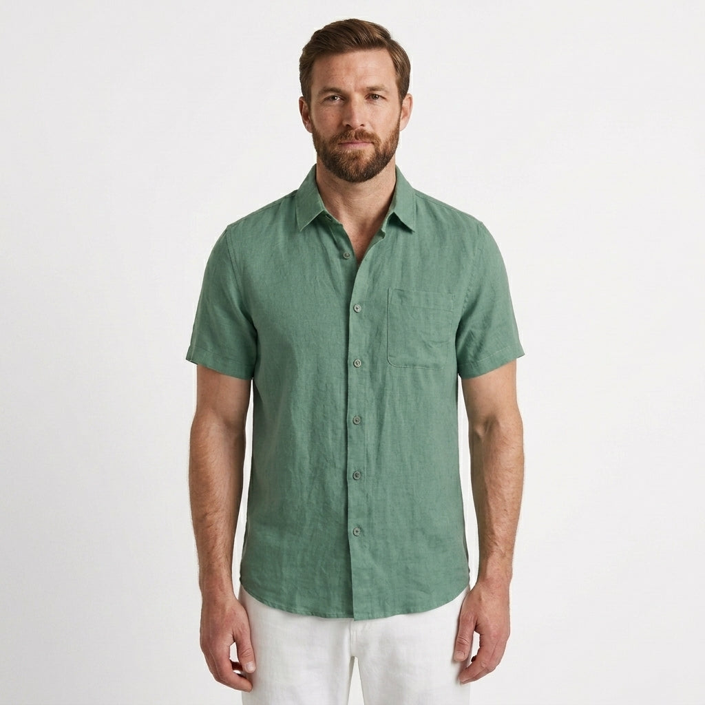 Linen Short Sleeve Shirt For Men