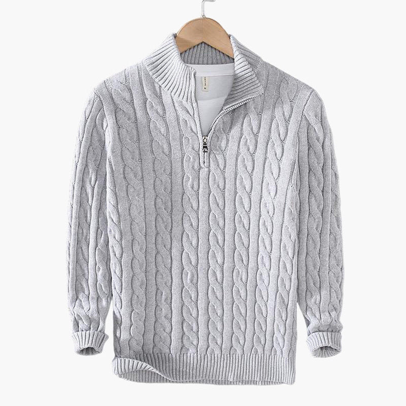 HARRINGTON OXFORD | CABLE HALF ZIP SWEATER FOR MEN
