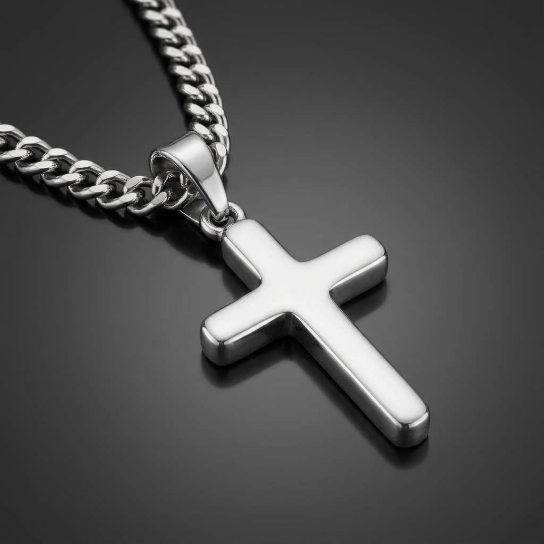 Stainless Steel Cross Chain Necklace For Men