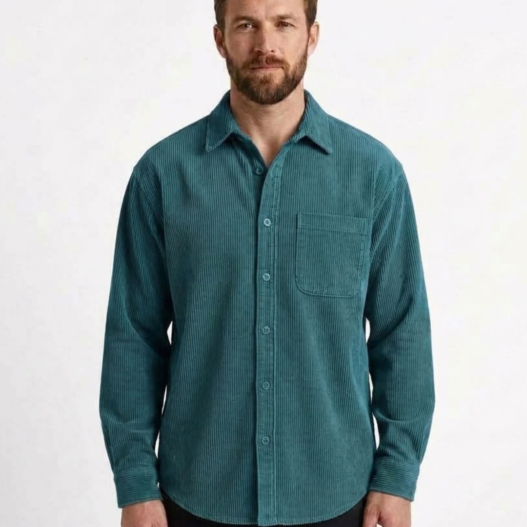 Textured Button-Front Overshirt For Men