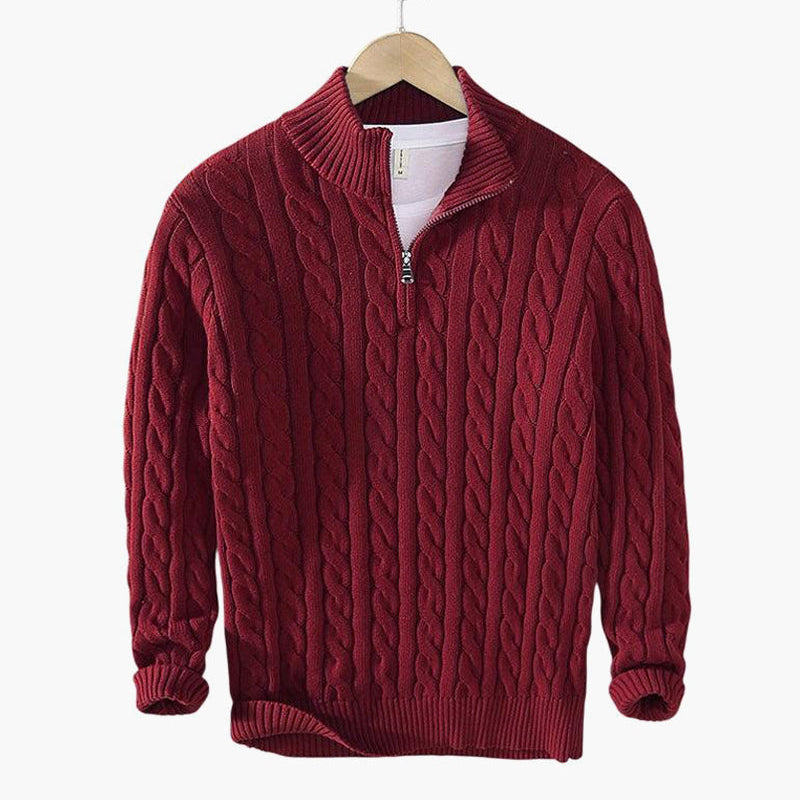 HARRINGTON OXFORD | CABLE HALF ZIP SWEATER FOR MEN