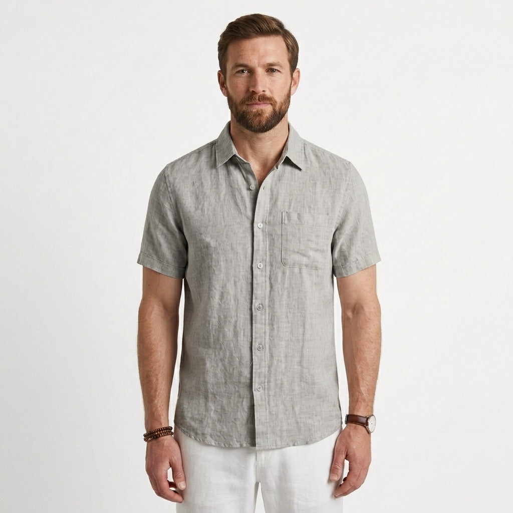 Linen Short Sleeve Shirt For Men
