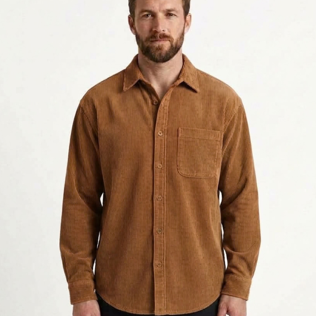 Textured Button-Front Overshirt For Men