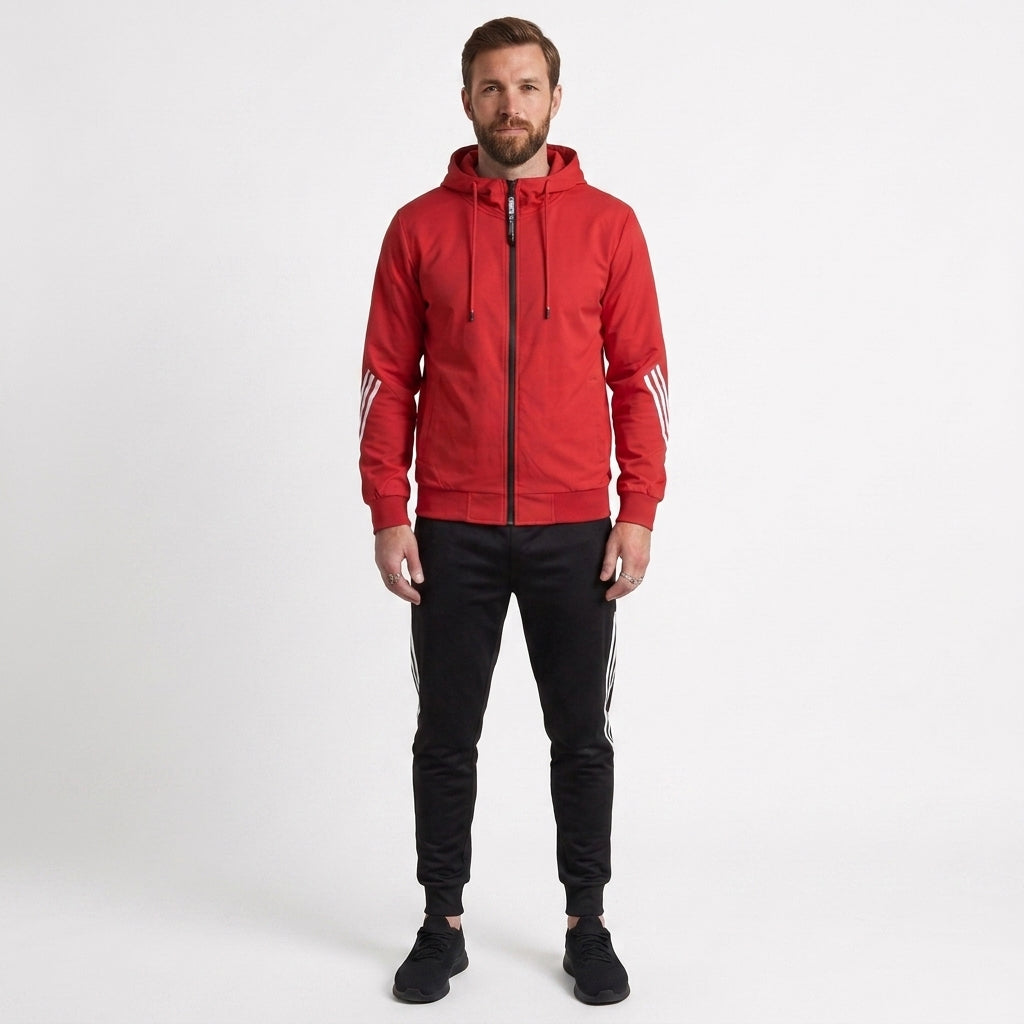 Cotton Blend Zip Tracksuit Set For Men