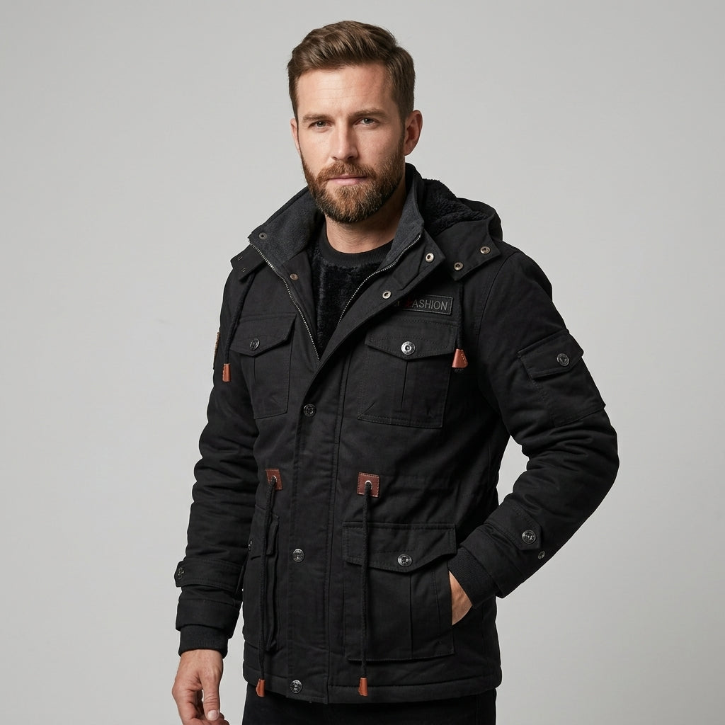 Harrington Oxford | Men's Winter Jacket Army Green Fleece Thermal Hooded Jacket Casual Outdoor Jacket