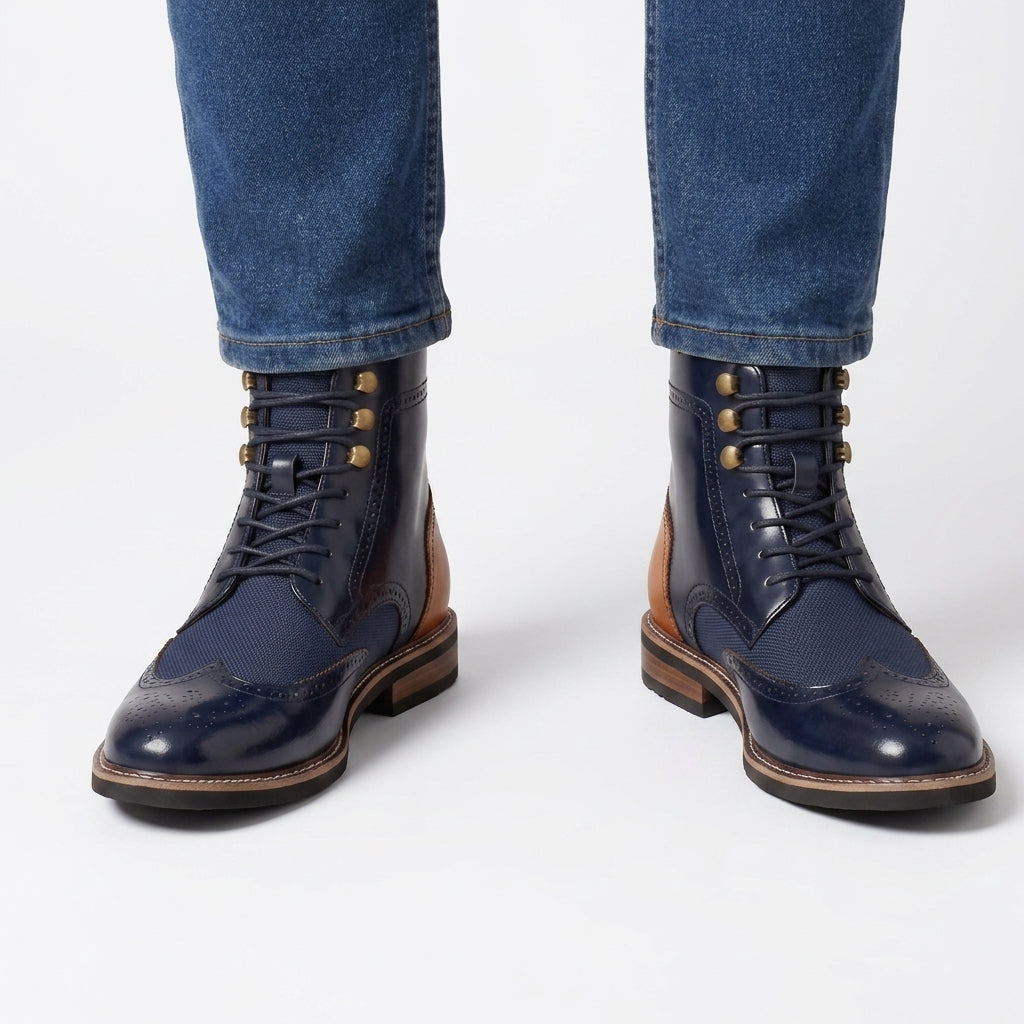 Wingtip Brogue Lace-Up Boots For Men