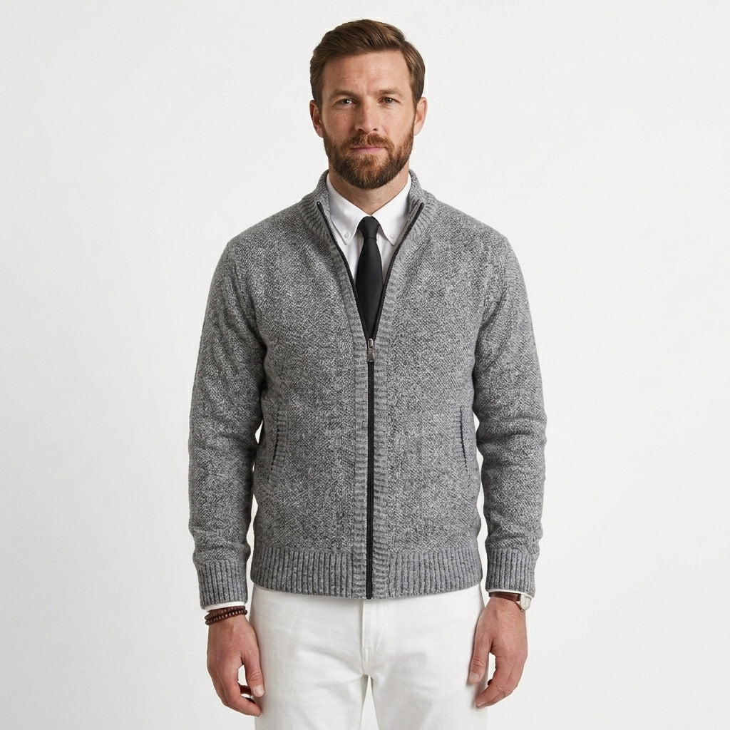 Zip-Up Knit Cardigan For Men