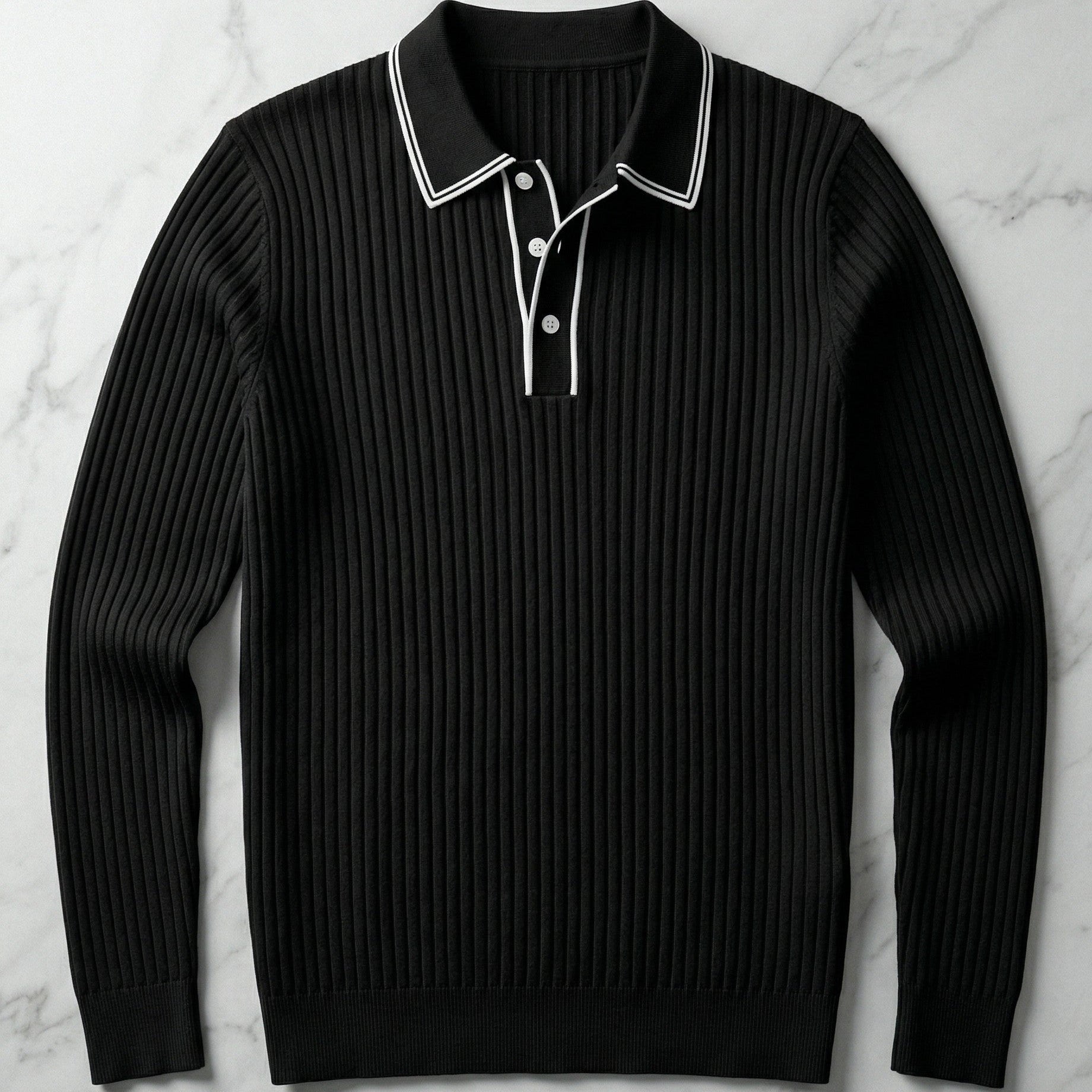 Harrington Oxford | Ribbed Knitted Polo Shirt For Men