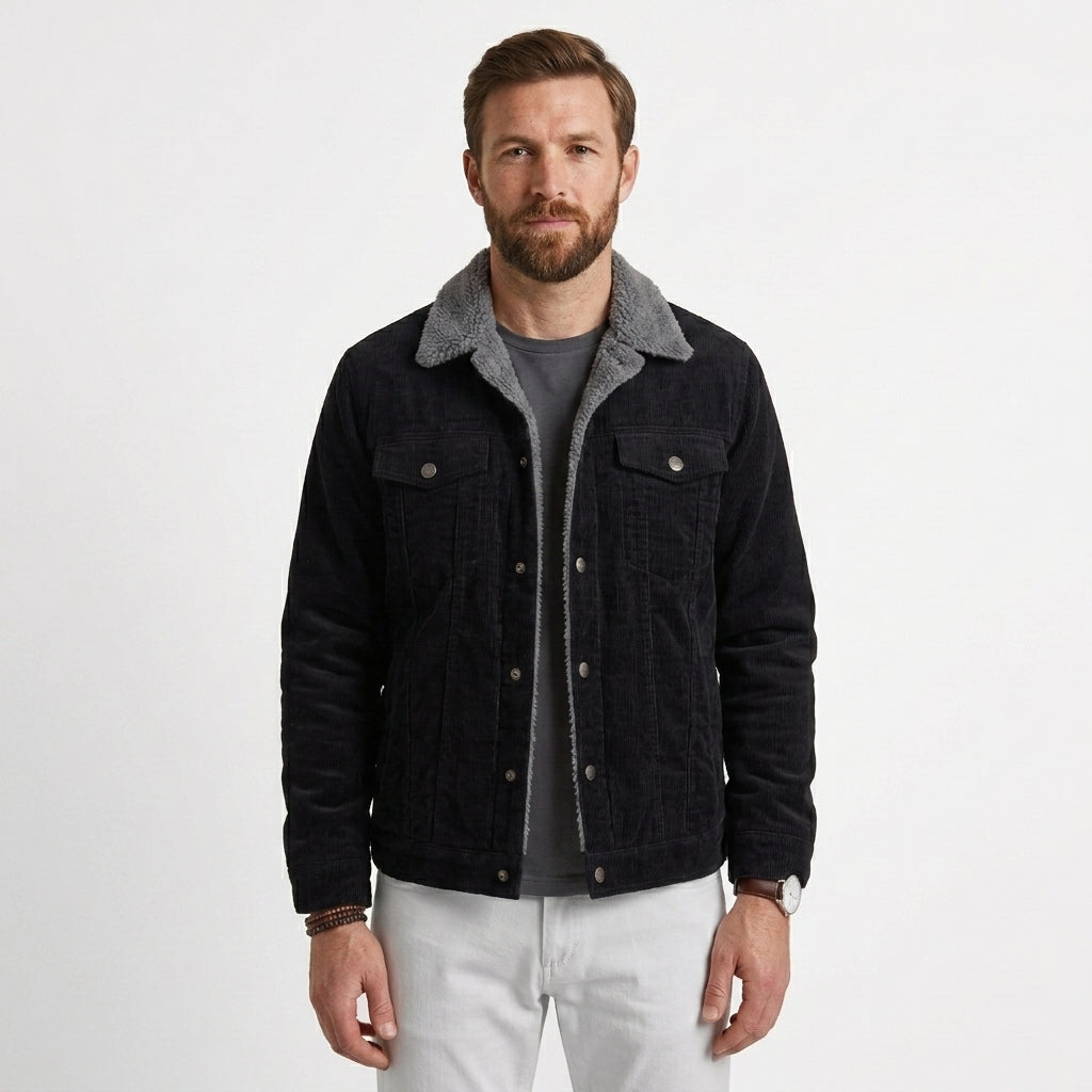 Sherpa Collar Cord Jacket For Men