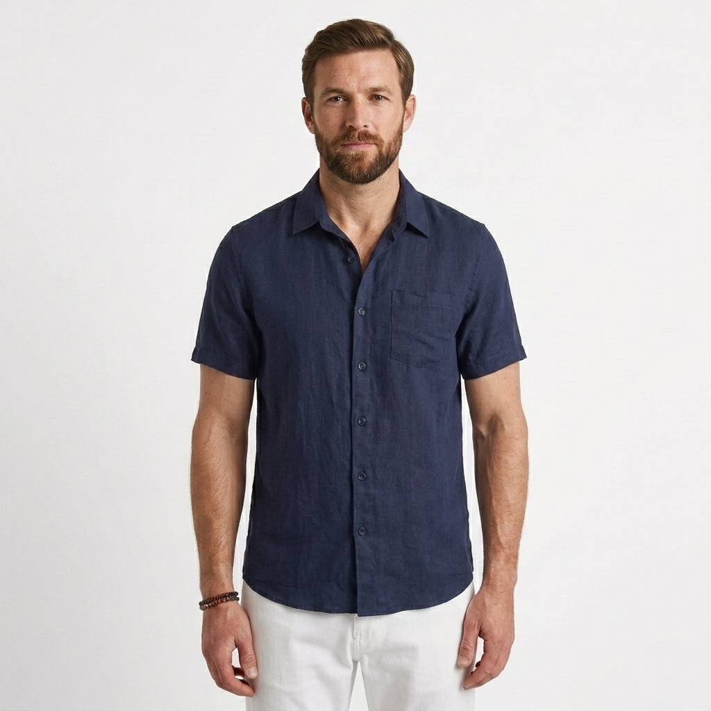 Linen Short Sleeve Shirt For Men