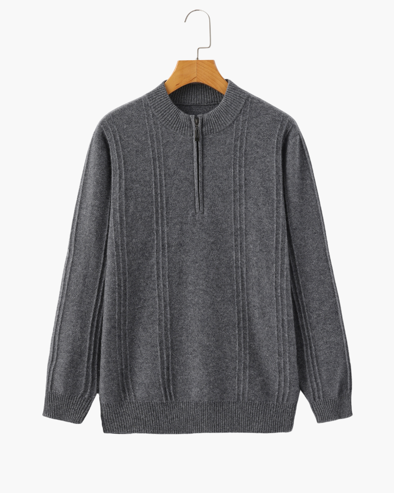 Adrian Cashmere Half-Zip Jumper for Men – Luxurious Knitwear Essential Gray