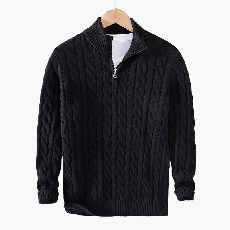 HARRINGTON OXFORD | CABLE HALF ZIP SWEATER FOR MEN