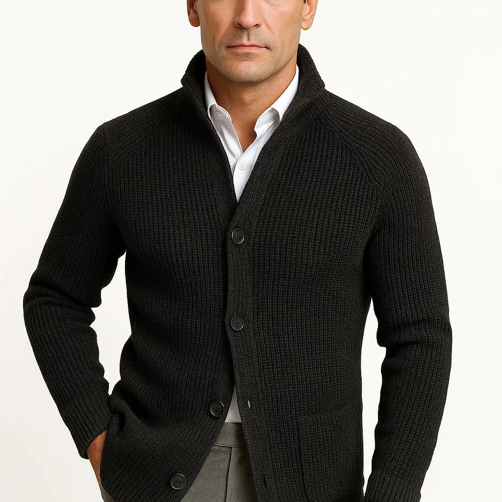 Harrington Oxford | Men's Cardigan Wool Knit Buttoned Casual Comfortable Fit Harrington Oxford