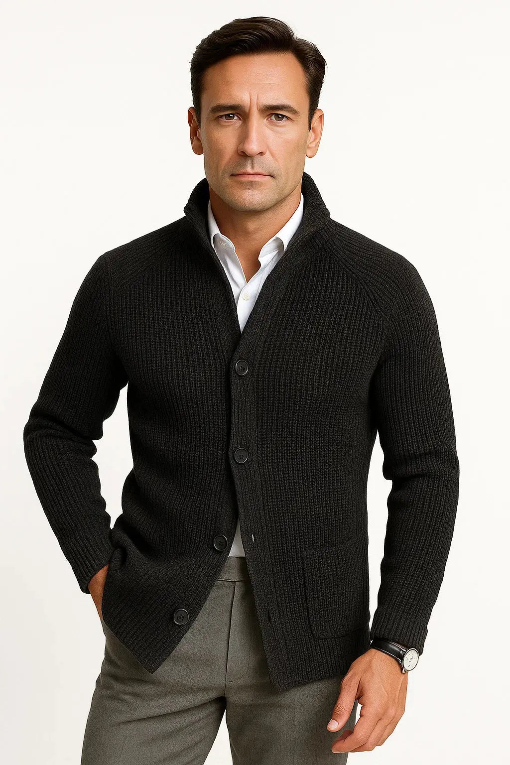 Harrington Oxford | Men's Cardigan Wool Knit Buttoned Casual Comfortable Fit Harrington Oxford