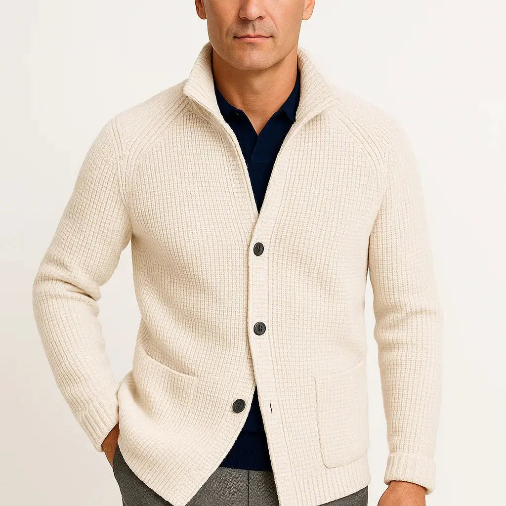 Harrington Oxford | Men's Cardigan Wool Knit Buttoned Casual Comfortable Fit Harrington Oxford