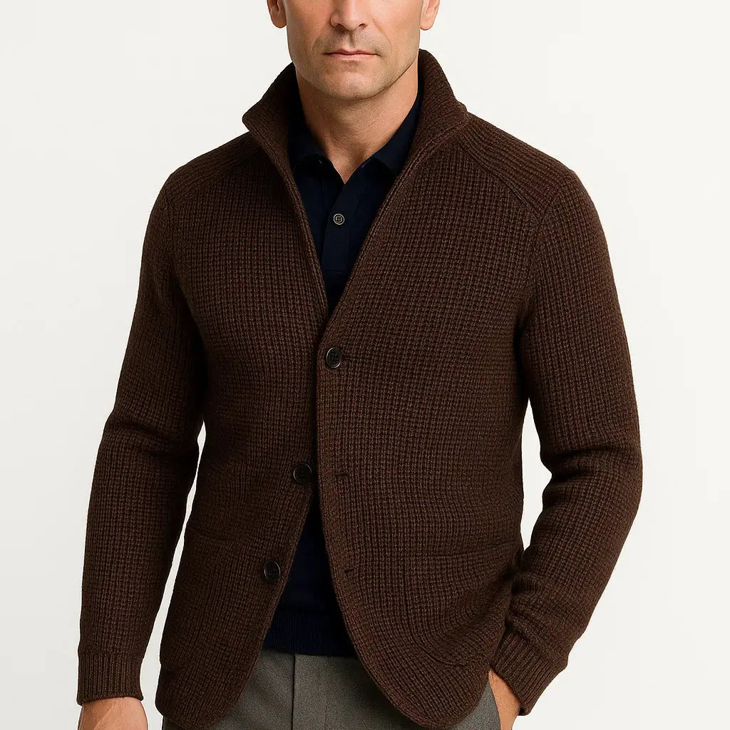 Harrington Oxford | Men's Cardigan Wool Knit Buttoned Casual Comfortable Fit Harrington Oxford