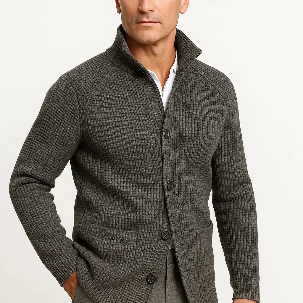 Harrington Oxford | Men's Cardigan Wool Knit Buttoned Casual Comfortable Fit Harrington Oxford