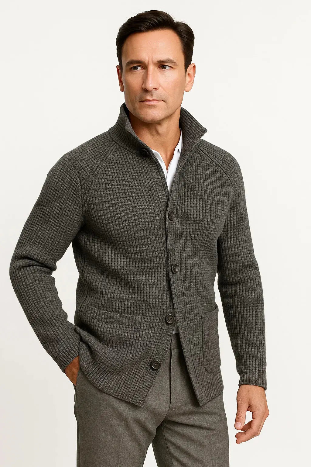 Harrington Oxford | Men's Cardigan Wool Knit Buttoned Casual Comfortable Fit Harrington Oxford