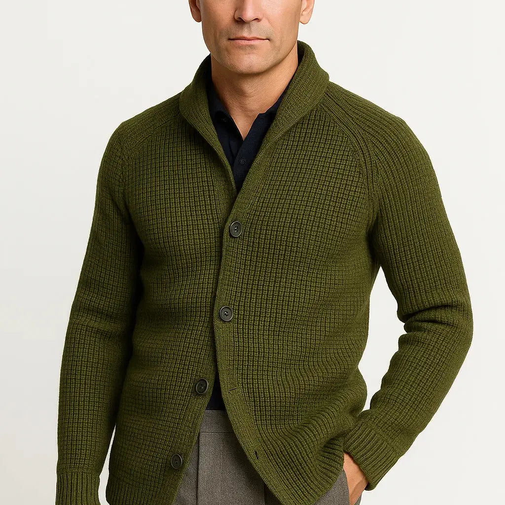 Harrington Oxford | Men's Cardigan Wool Knit Buttoned Casual Comfortable Fit Harrington Oxford