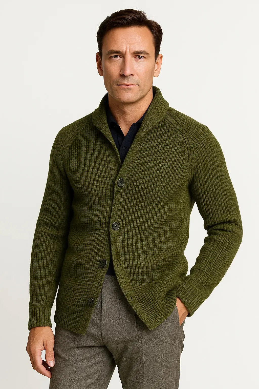 Harrington Oxford | Men's Cardigan Wool Knit Buttoned Casual Comfortable Fit Harrington Oxford
