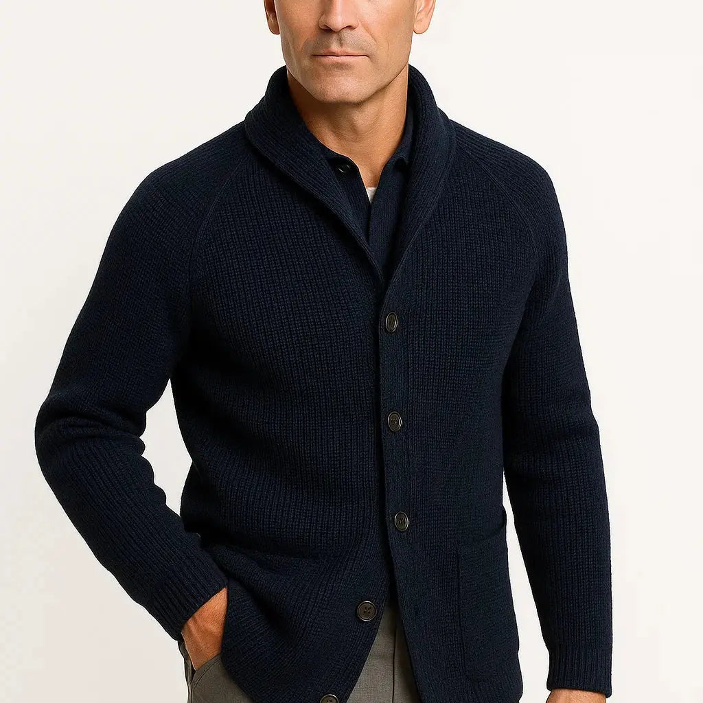 Harrington Oxford | Men's Cardigan Wool Knit Buttoned Casual Comfortable Fit Harrington Oxford