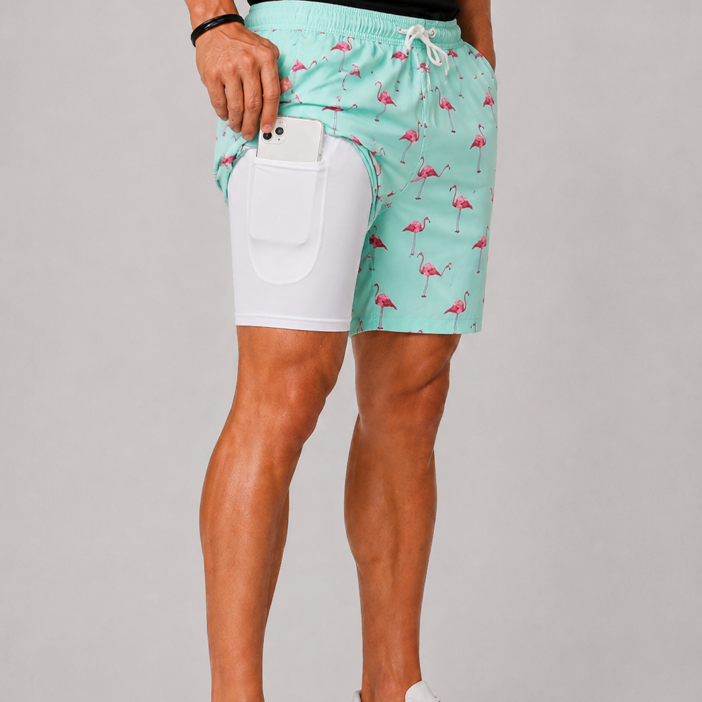Harrington Oxford | Flamingo Print Swim Shorts For Men