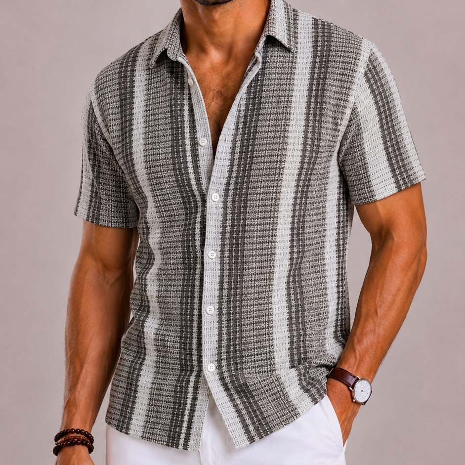 Harrington Oxford | Striped Short Sleeve Shirt For Men