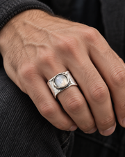 Boho Pale Stone-Accent Wide Ring