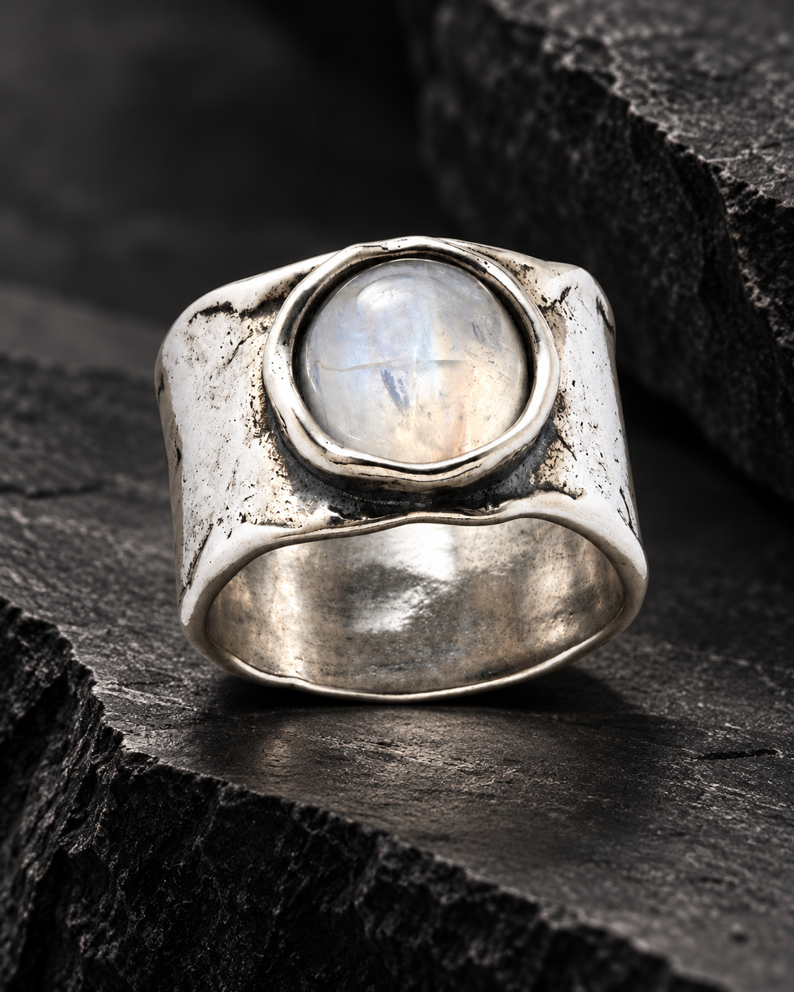 Boho Pale Stone-Accent Wide Ring
