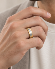 Wide Layered Two-Tone Boho Ring