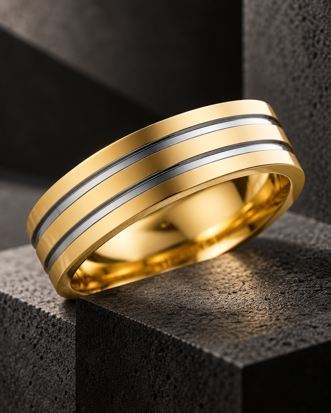 Wide Layered Two-Tone Boho Ring