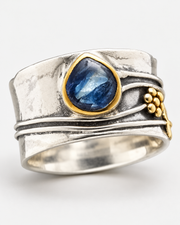 Boho Blue-Accent Two-Tone Ring