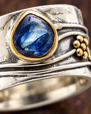Boho Blue-Accent Two-Tone Ring