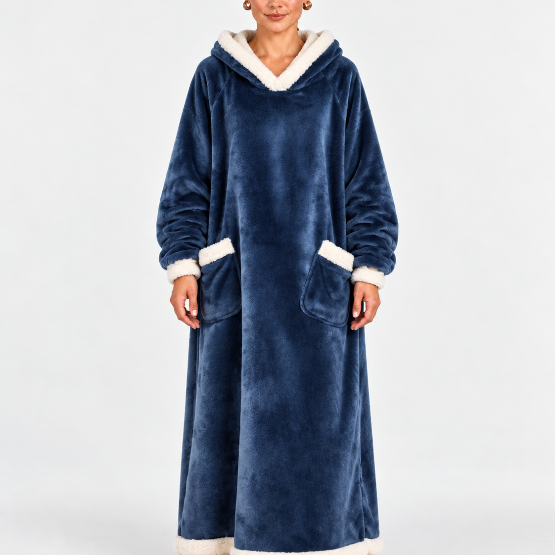 Long Plush Hooded Bathrobe For Women