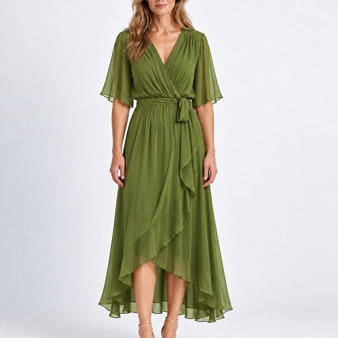 Elegant Wrap Neck Maxi Dress For Women
