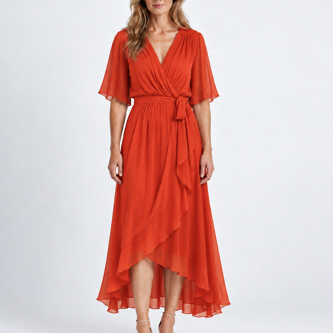 Elegant Wrap Neck Maxi Dress For Women