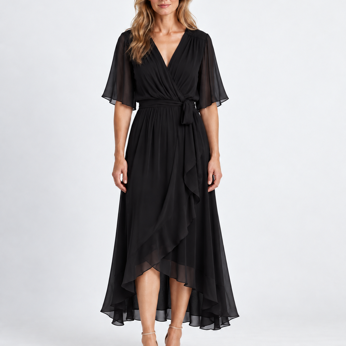 Elegant Wrap Neck Maxi Dress For Women