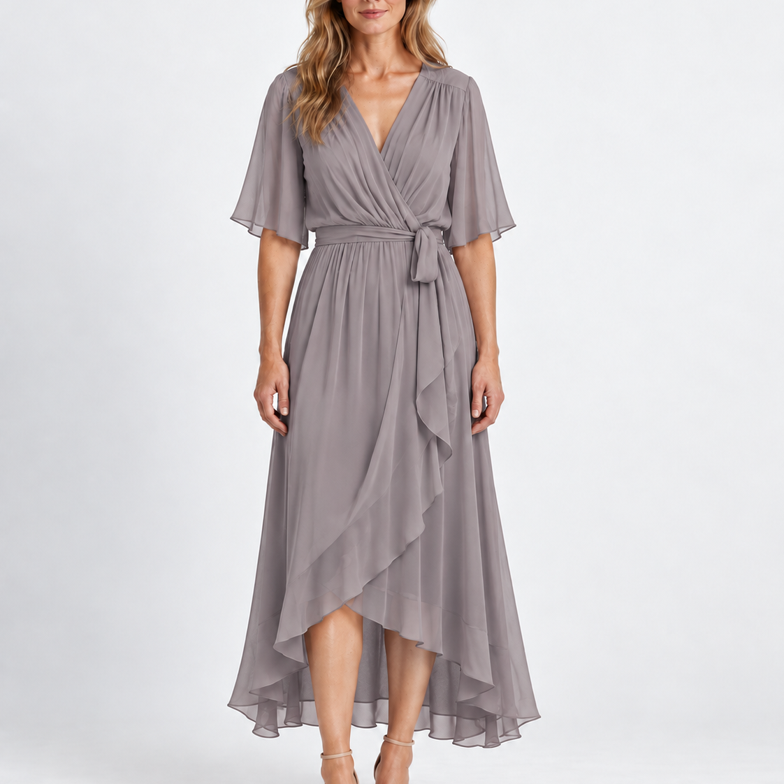 Elegant Wrap Neck Maxi Dress For Women