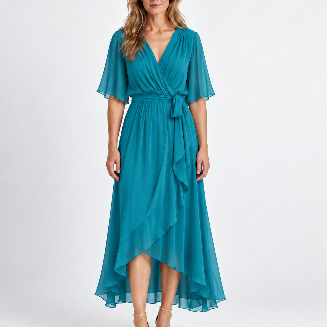 Elegant Wrap Neck Maxi Dress For Women