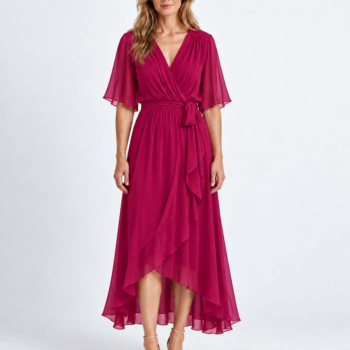 Elegant Wrap Neck Maxi Dress For Women