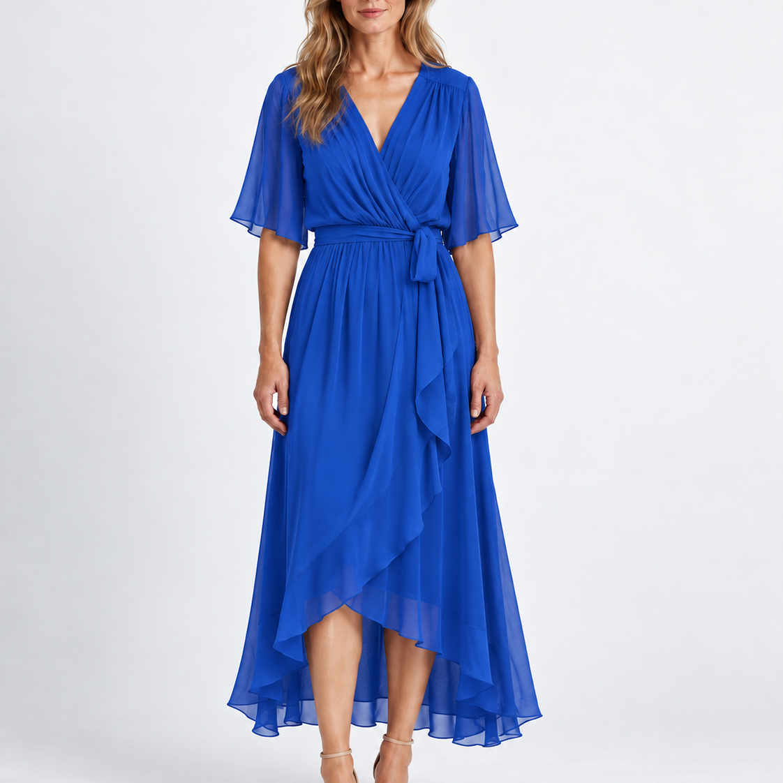 Elegant Wrap Neck Maxi Dress For Women