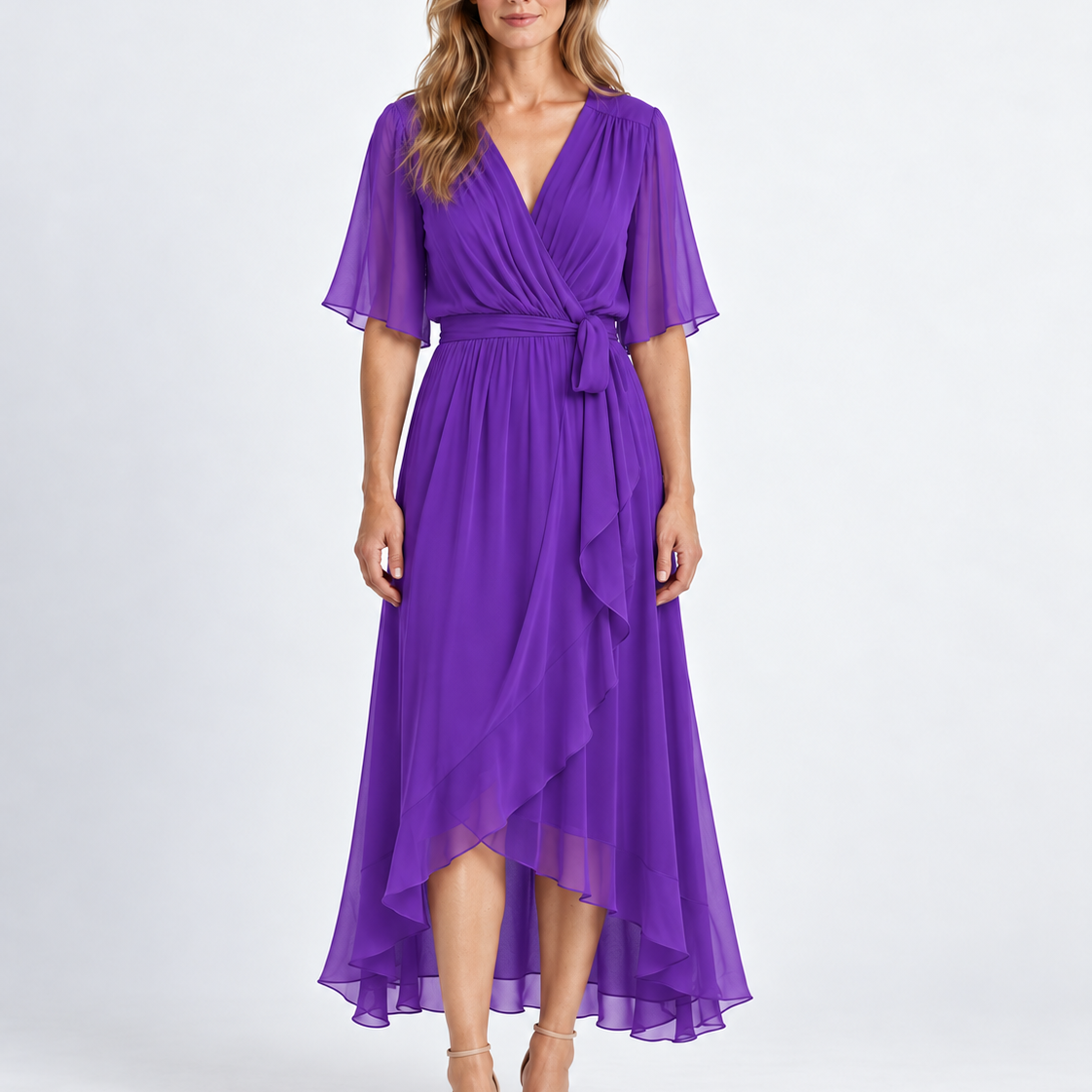 Elegant Wrap Neck Maxi Dress For Women