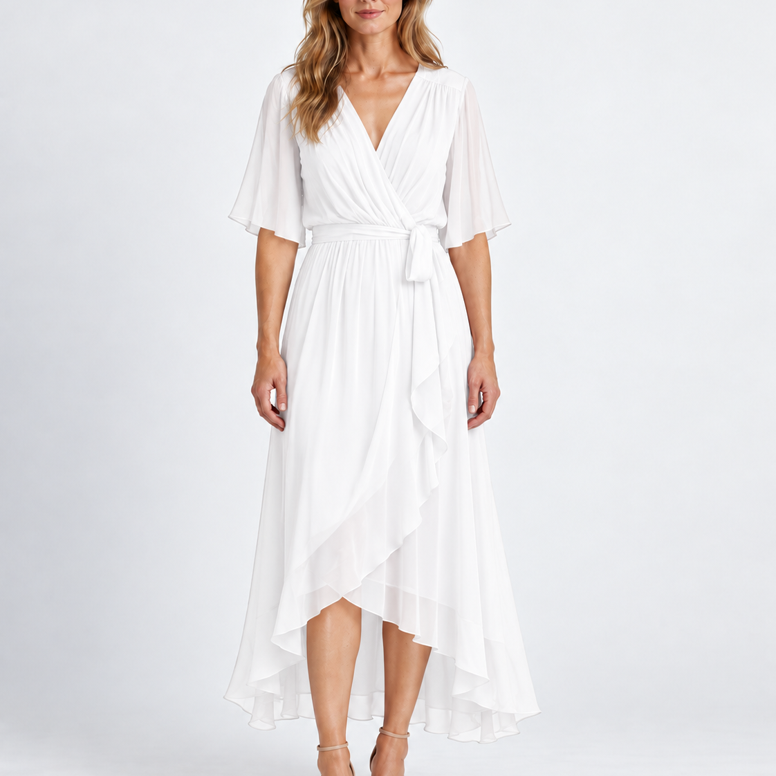 Elegant Wrap Neck Maxi Dress For Women
