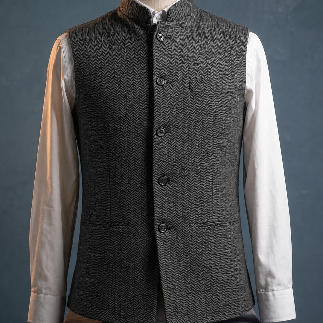 Harrington Oxford | Mandarin Collar Waistcoat For Men